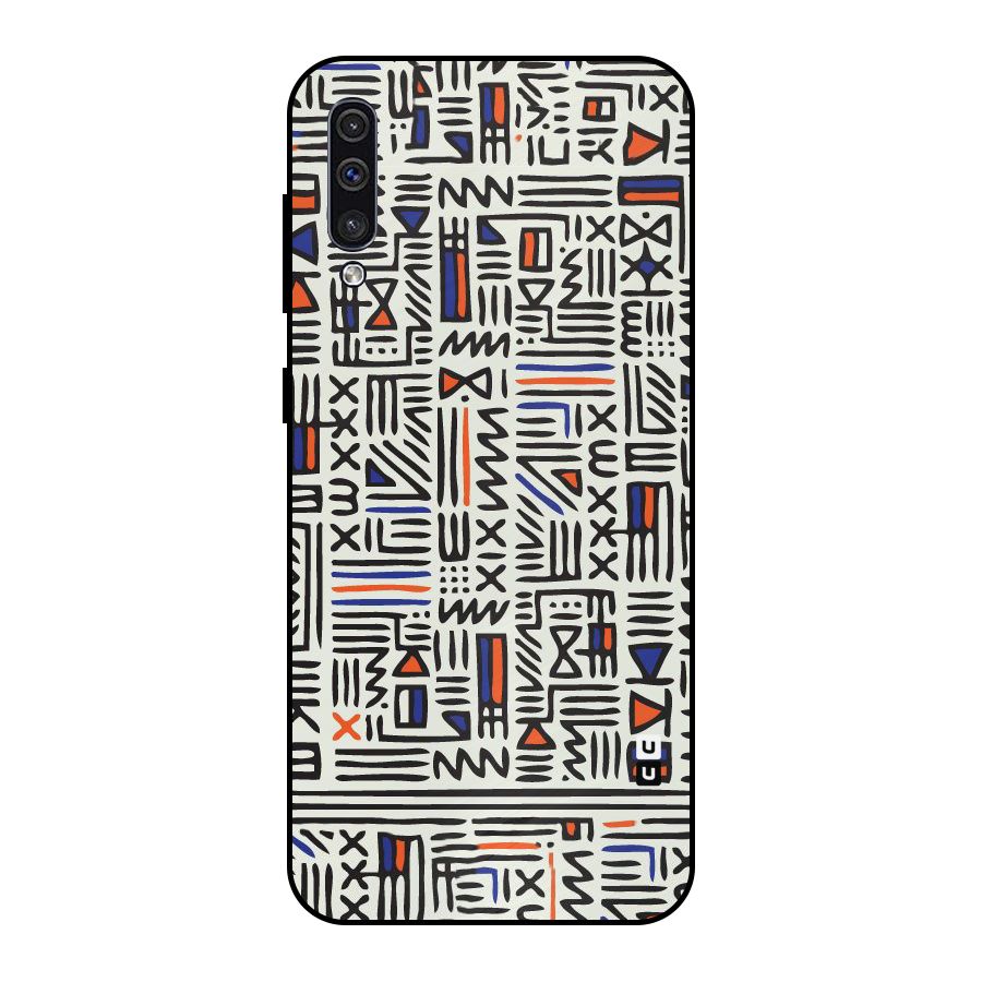 Orange Blue Number Metal Back Case for Galaxy A30s