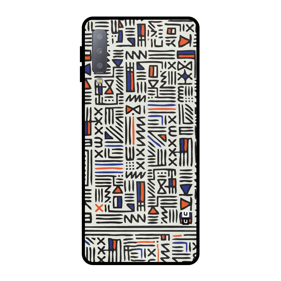 Orange Blue Number Metal Back Case for Galaxy A7 (2018)