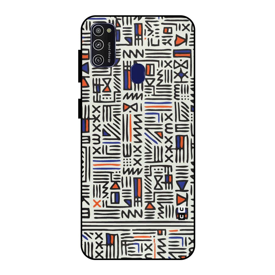 Orange Blue Number Metal Back Case for Galaxy M21