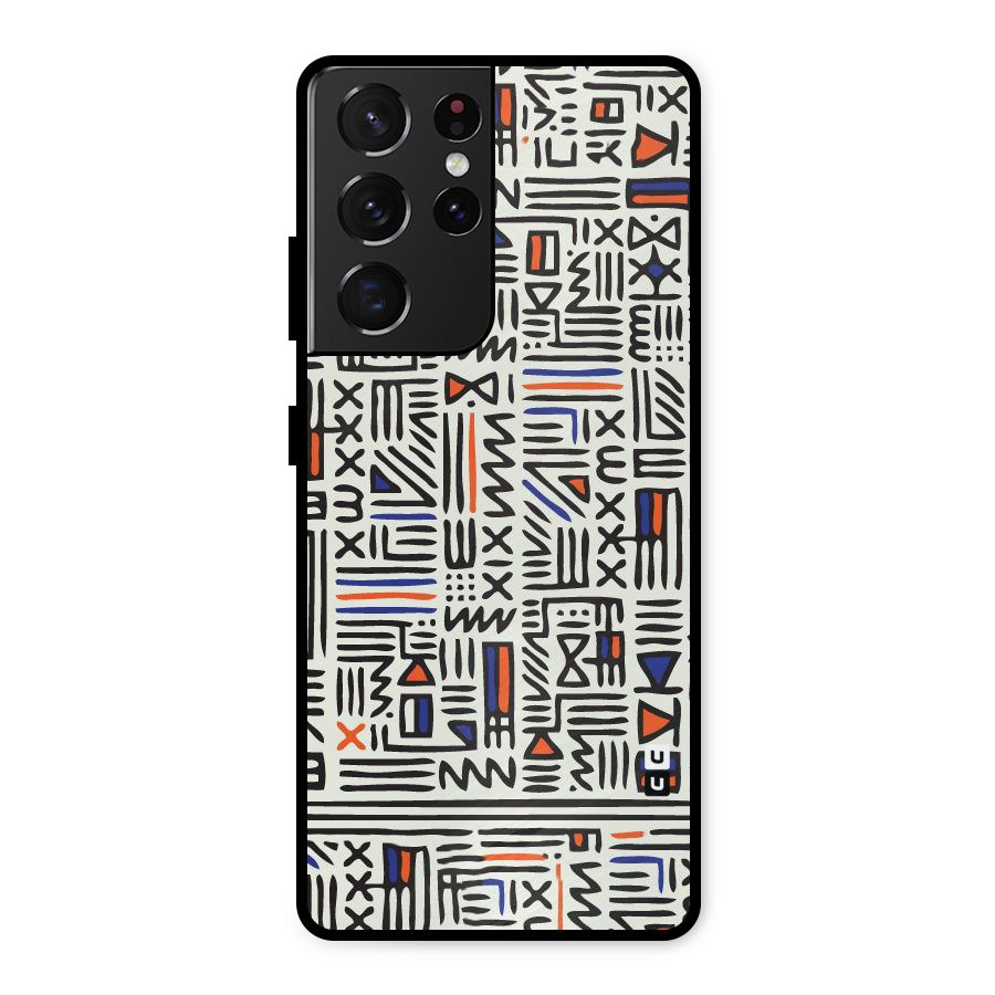 Orange Blue Number Metal Back Case for Galaxy S21 Ultra 5G