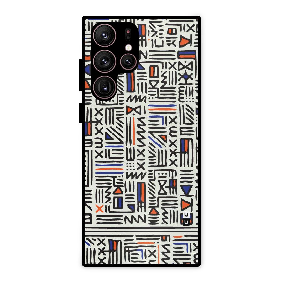 Orange Blue Number Metal Back Case for Galaxy S22 Ultra 5G