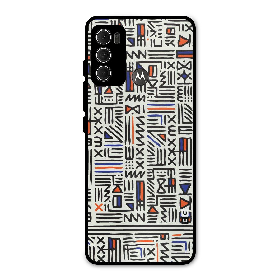 Orange Blue Number Metal Back Case for Moto G60