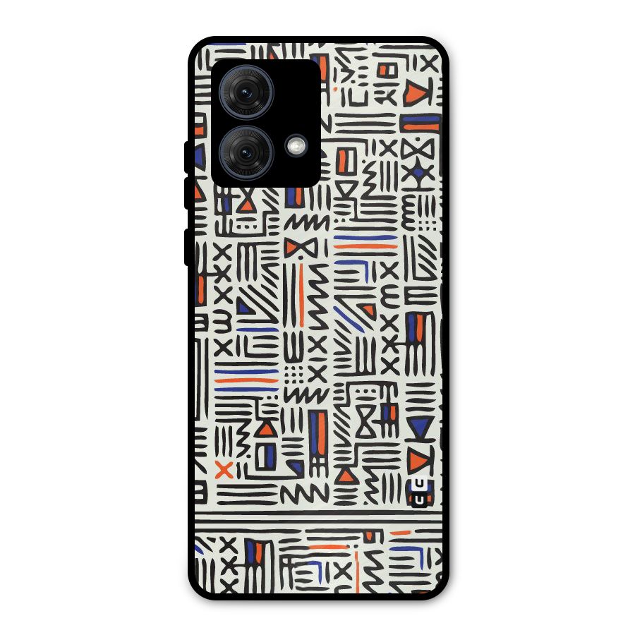 Orange Blue Number Metal Back Case for Moto G84