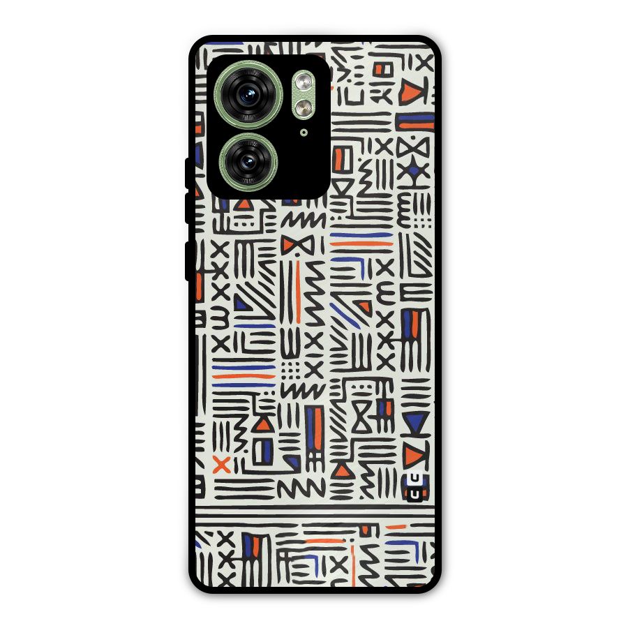 Orange Blue Number Metal Back Case for Motorola Edge 40 5G