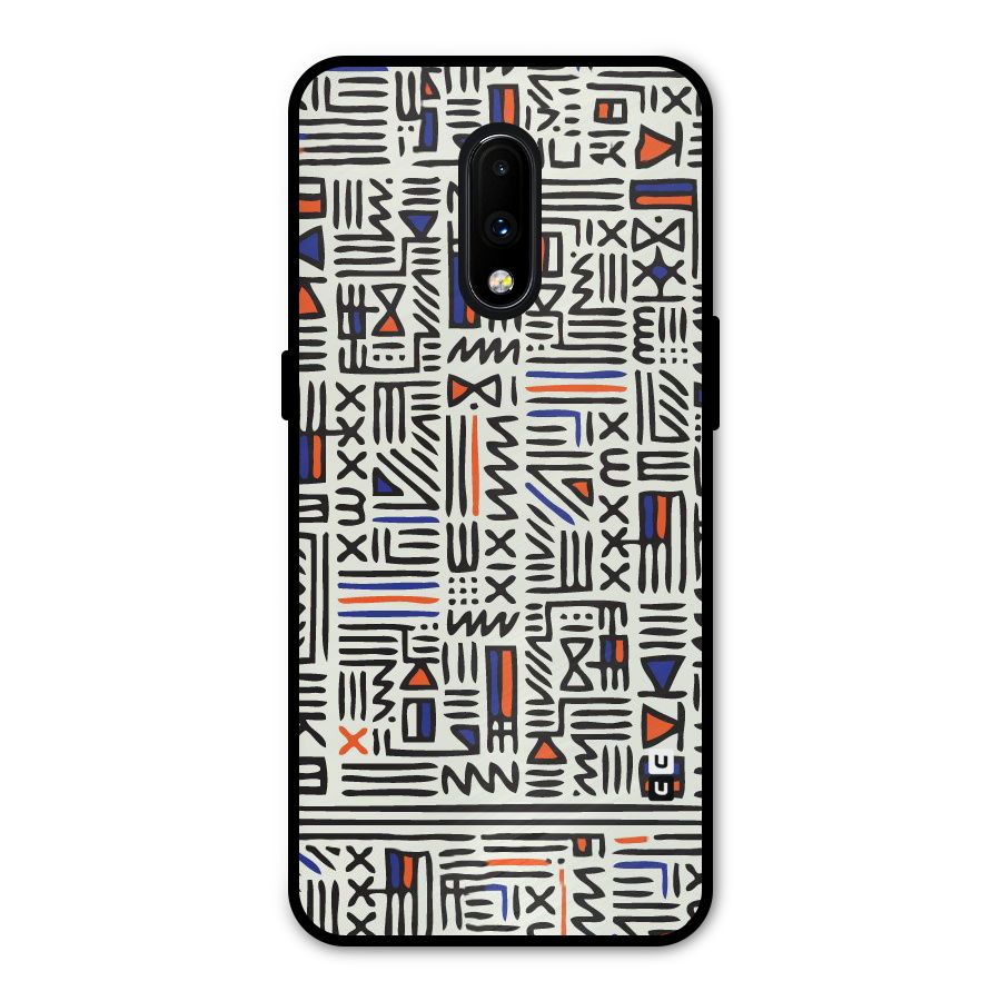 Orange Blue Number Metal Back Case for OnePlus 7
