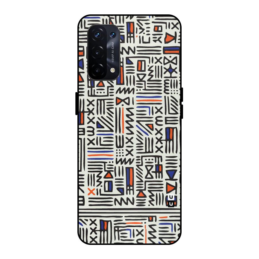 Orange Blue Number Metal Back Case for Oppo A74 5G