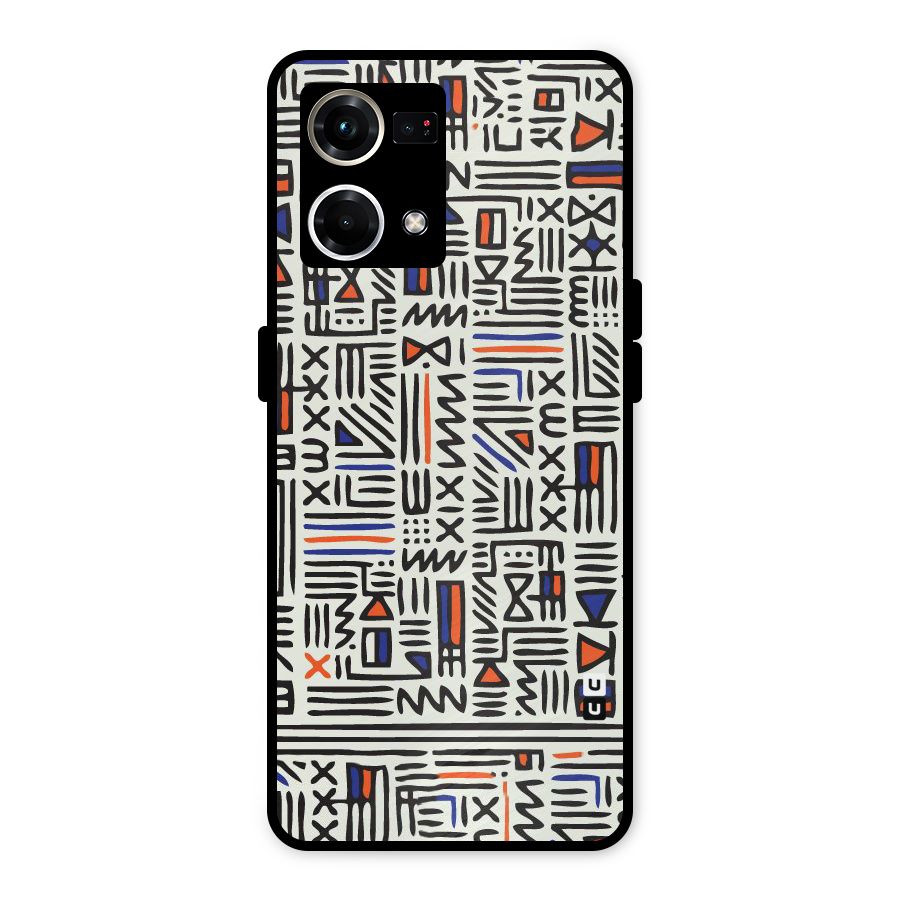 Orange Blue Number Metal Back Case for Oppo F21s Pro 4G