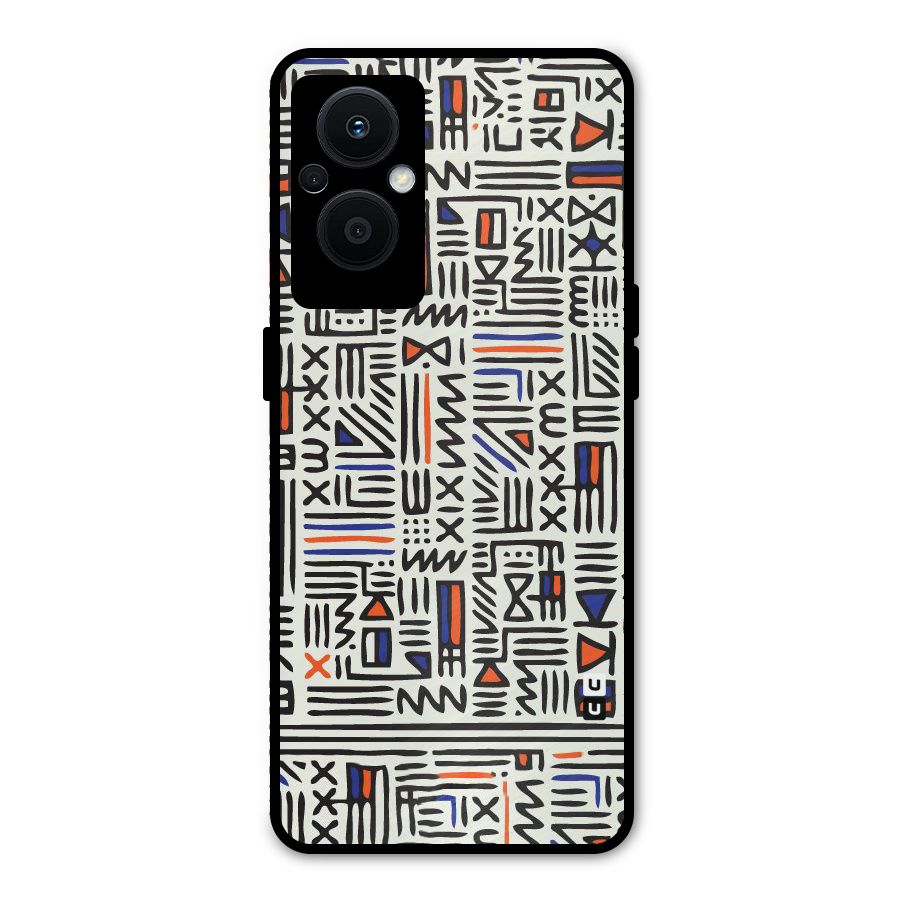 Orange Blue Number Metal Back Case for Oppo F21s Pro 5G