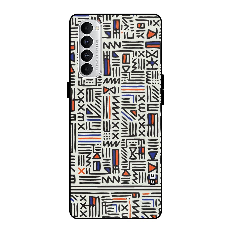 Orange Blue Number Metal Back Case for Oppo Reno4 Pro