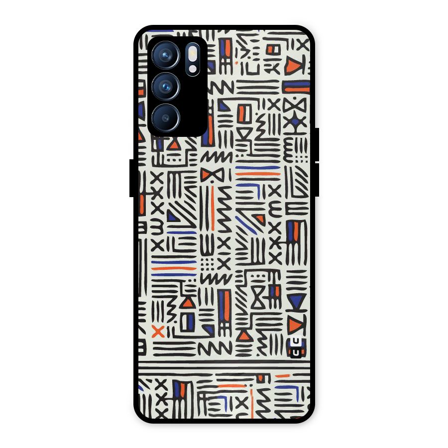 Orange Blue Number Metal Back Case for Oppo Reno6 5G