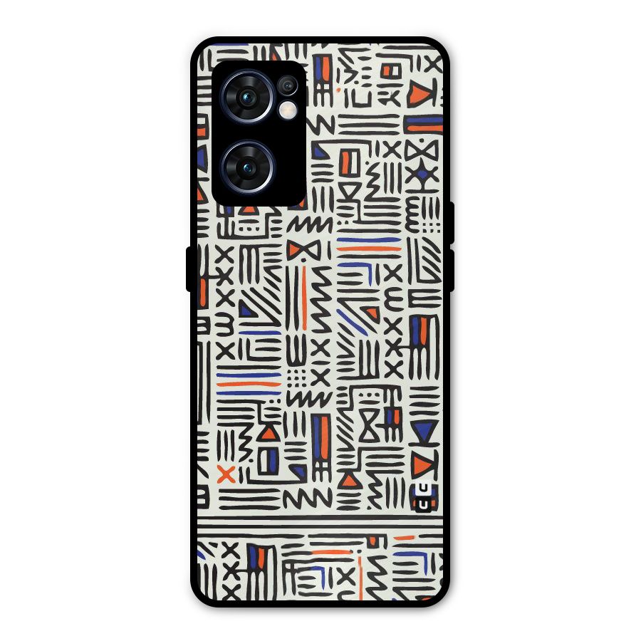 Orange Blue Number Metal Back Case for Oppo Reno7 5G