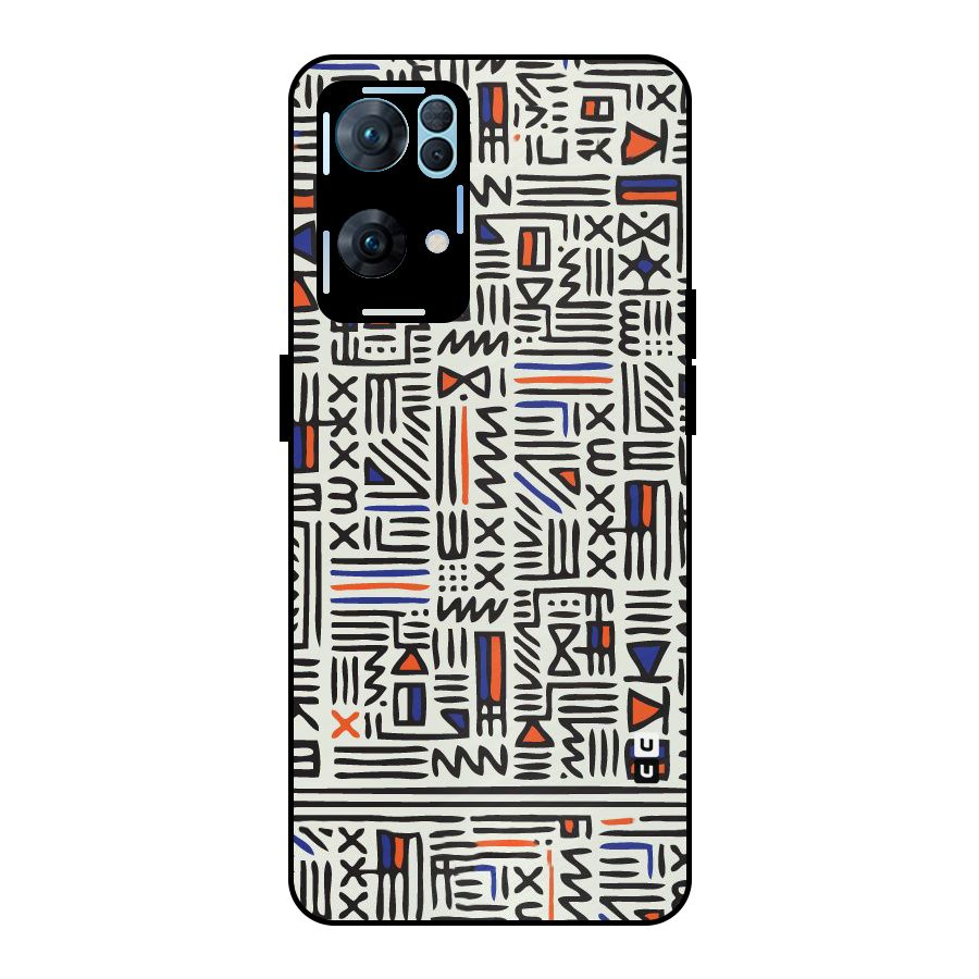 Orange Blue Number Metal Back Case for Oppo Reno7 Pro 5G