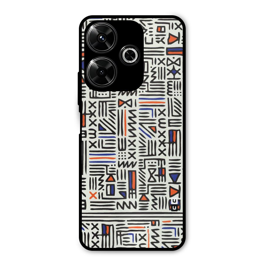 Orange Blue Number Metal Back Case for Poco M6 Plus