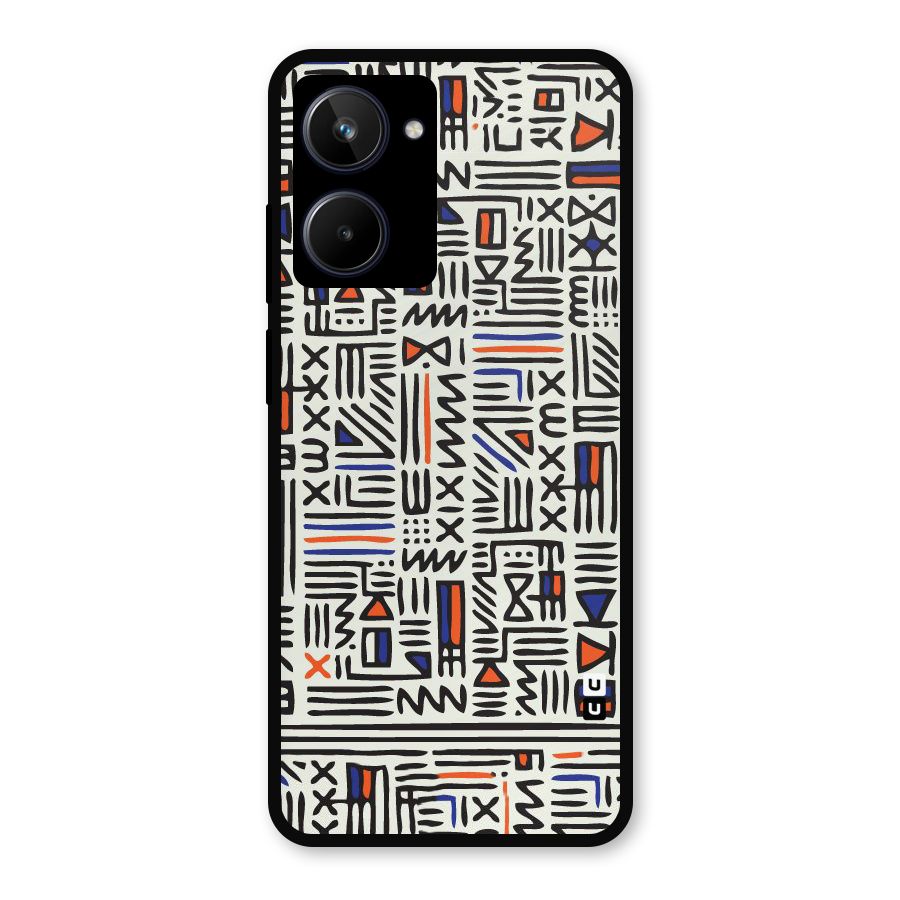 Orange Blue Number Metal Back Case for Realme 10