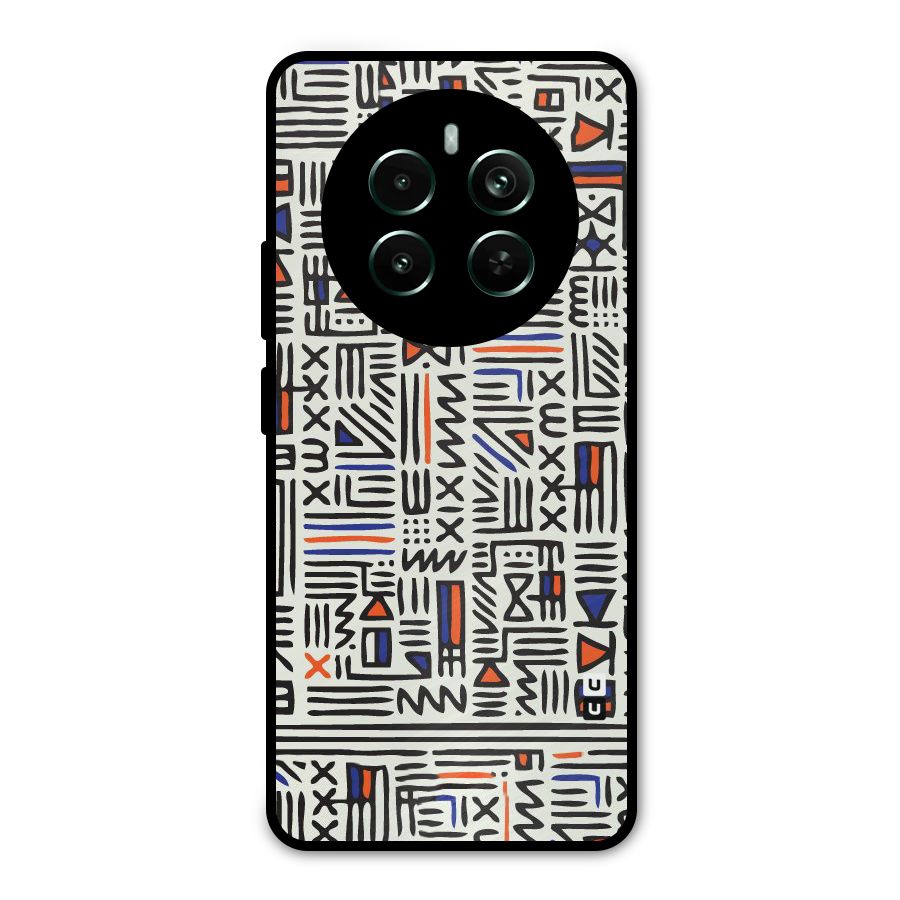 Orange Blue Number Metal Back Case for Realme 12 Pro Plus