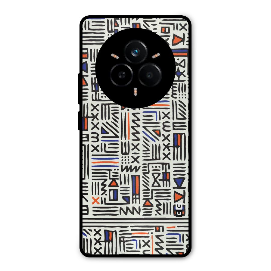 Orange Blue Number Metal Back Case for Realme 14 Pro