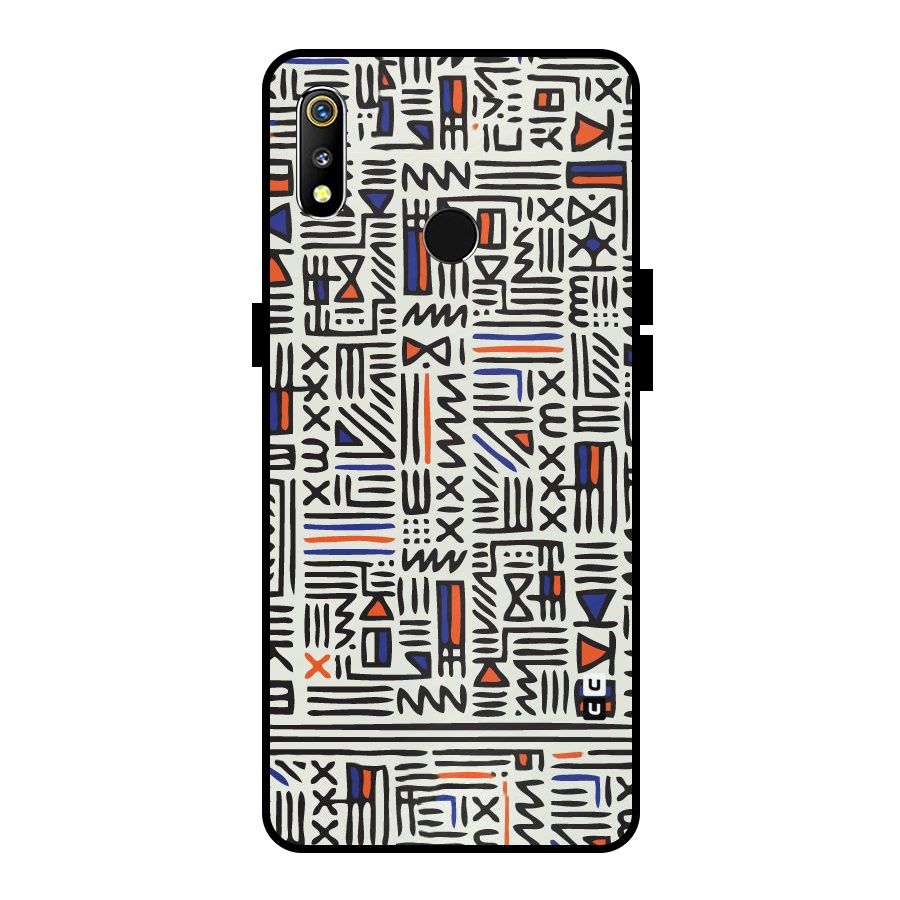 Orange Blue Number Metal Back Case for Realme 3
