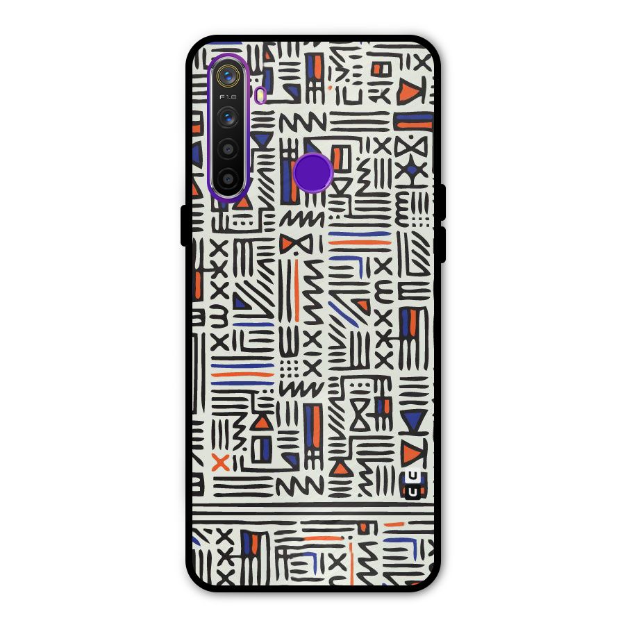 Orange Blue Number Metal Back Case for Realme 5