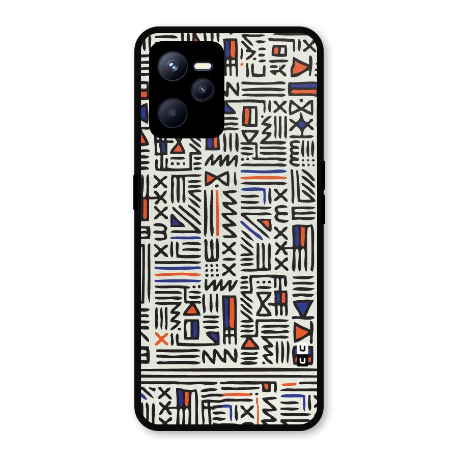 Orange Blue Number Metal Back Case for Realme C35