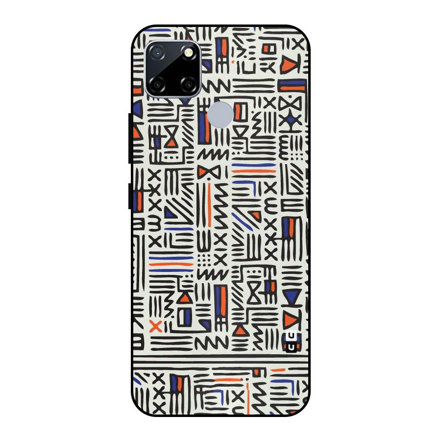 Orange Blue Number Metal Back Case for Realme Narzo 30A
