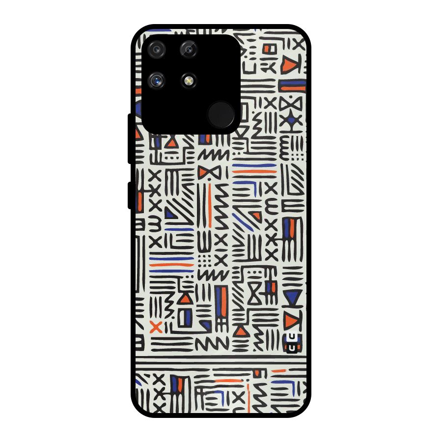 Orange Blue Number Metal Back Case for Realme Narzo 50A