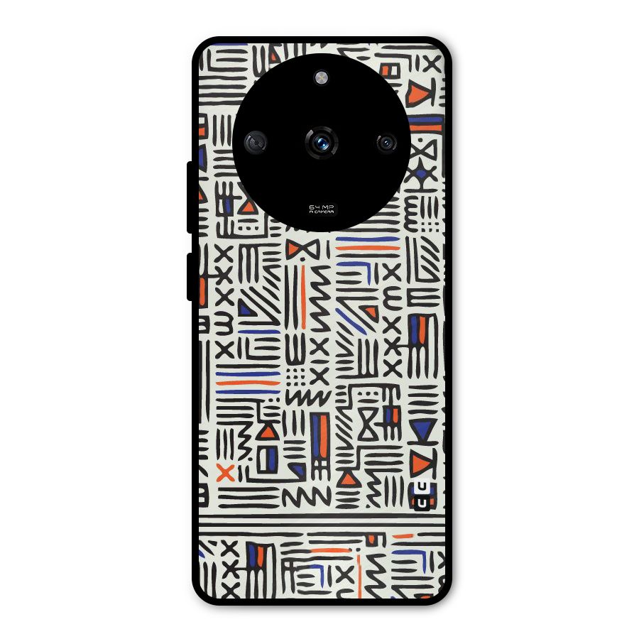 Orange Blue Number Metal Back Case for Realme Narzo 60 5G