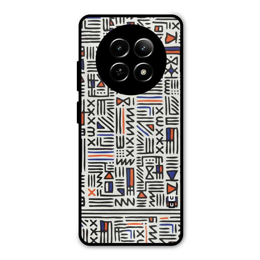 Orange Blue Number Metal Back Case for Realme Narzo 70x 5G