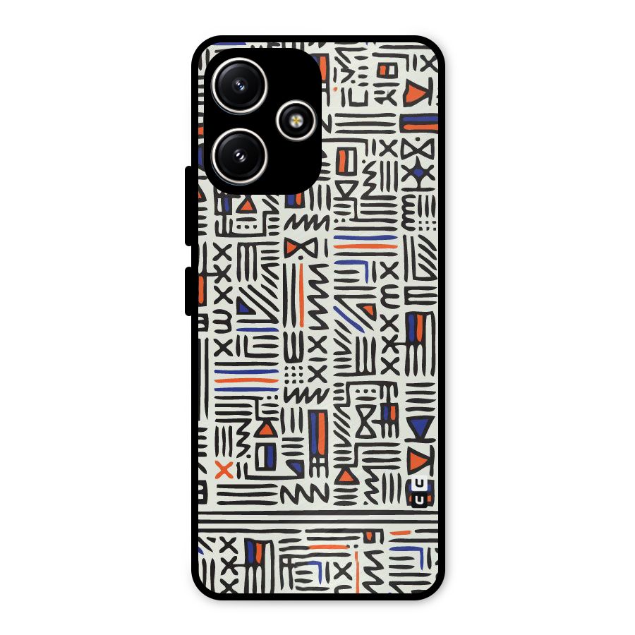 Orange Blue Number Metal Back Case for Redmi 12 5G