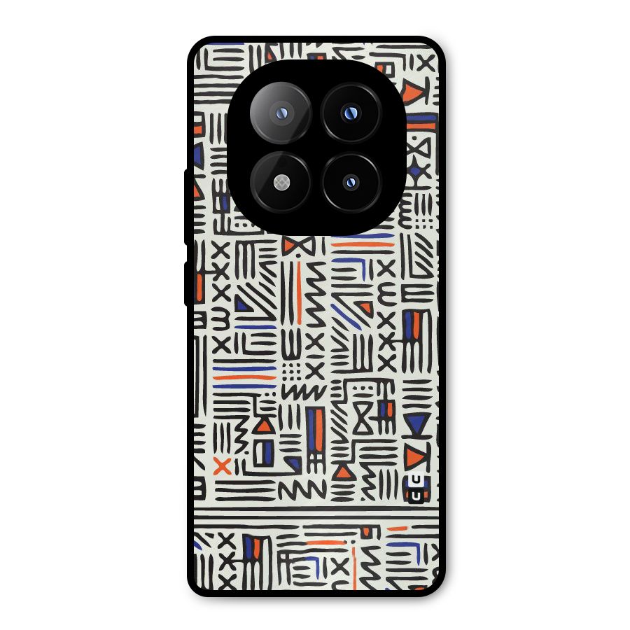 Orange Blue Number Metal Back Case for Redmi Note 14 Pro Plus 5G