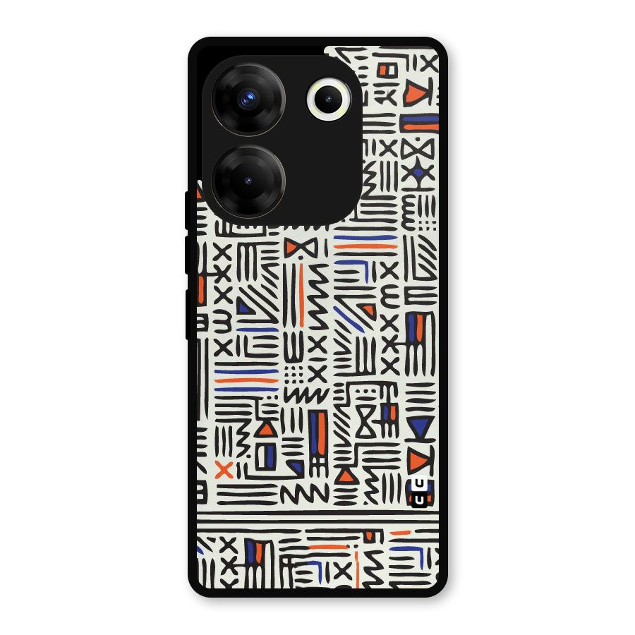 Orange Blue Number Metal Back Case for Tecno Camon 20