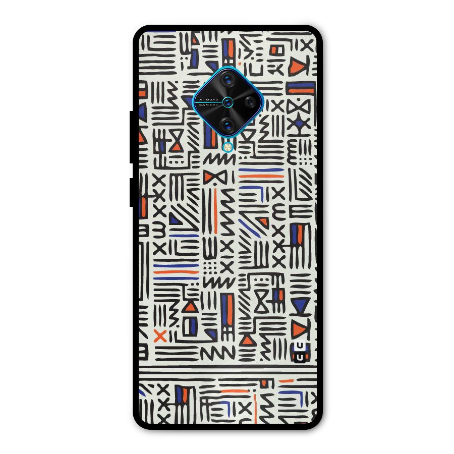 Orange Blue Number Metal Back Case for Vivo S1 Pro