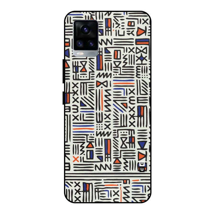 Orange Blue Number Metal Back Case for Vivo V20 2021