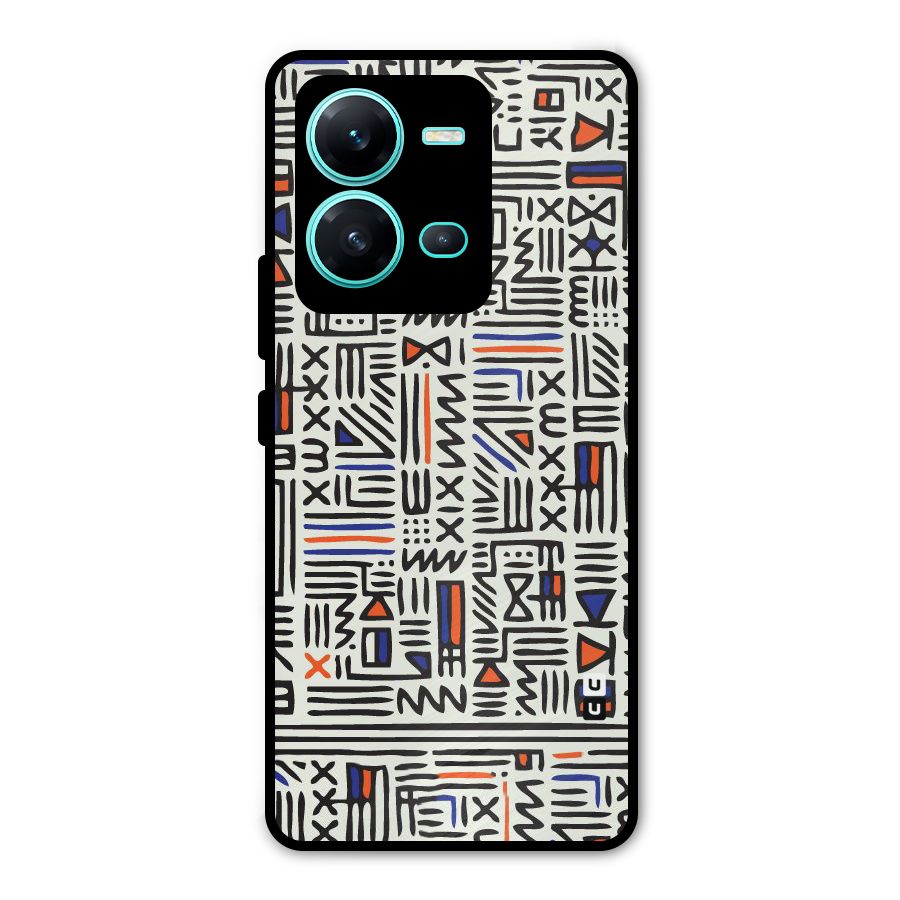 Orange Blue Number Metal Back Case for Vivo V25