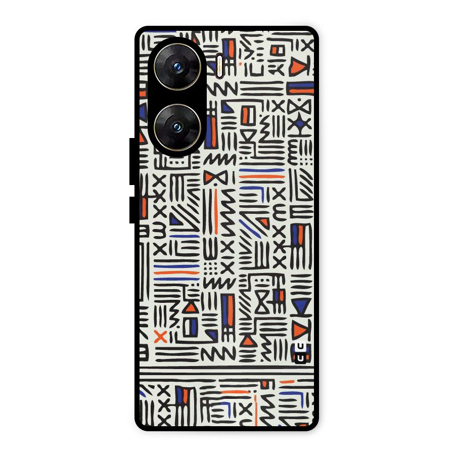 Orange Blue Number Metal Back Case for Vivo V29e