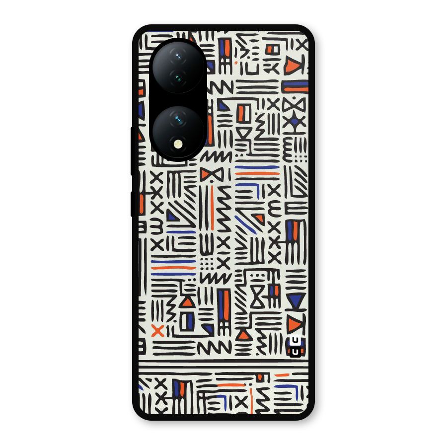 Orange Blue Number Metal Back Case for Vivo Y100a