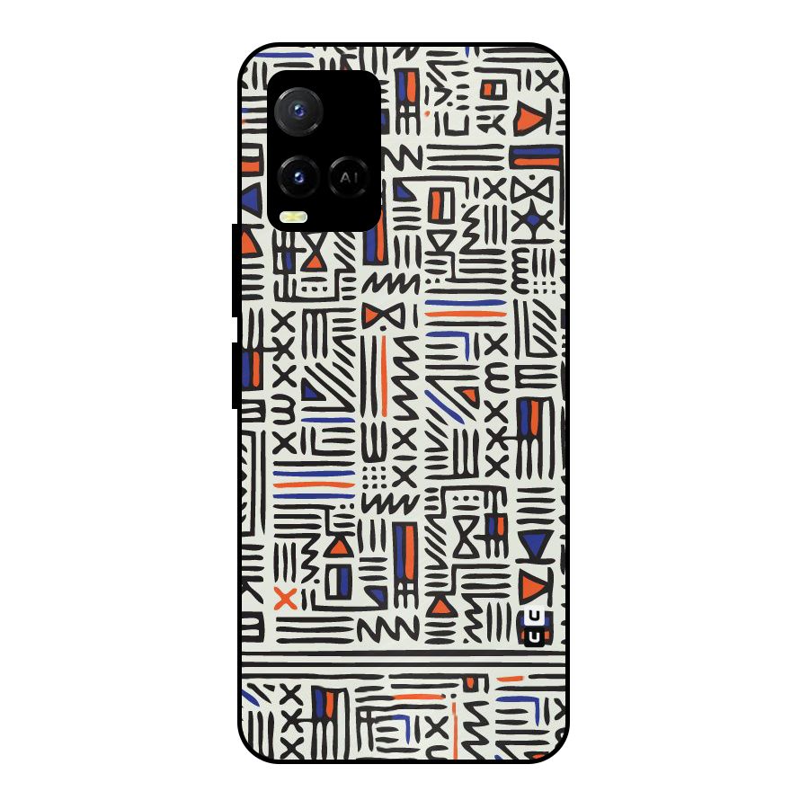 Orange Blue Number Metal Back Case for Vivo Y21T