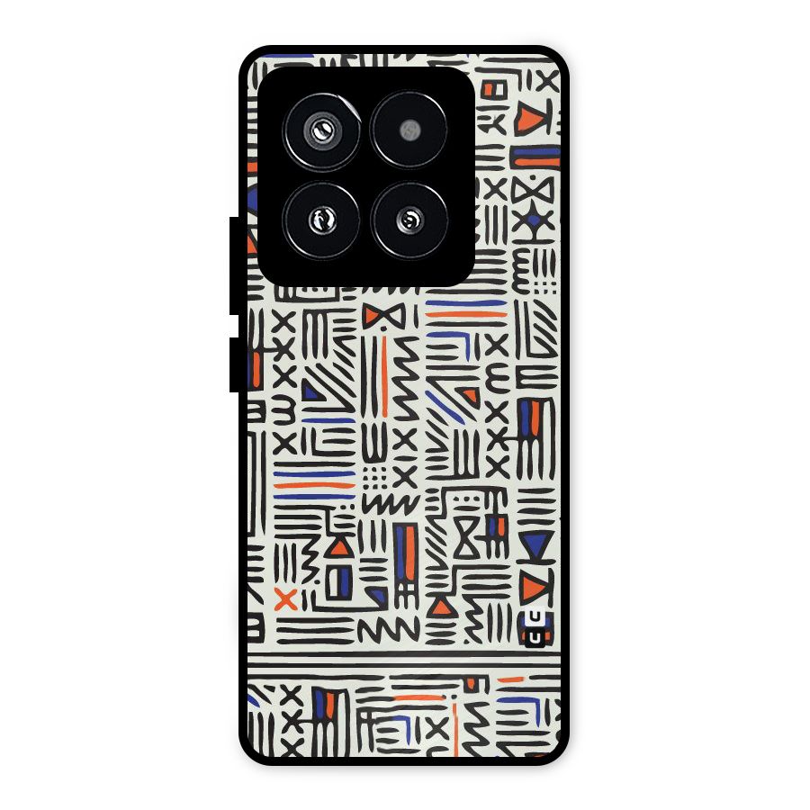 Orange Blue Number Metal Back Case for Xiaomi 14 Pro