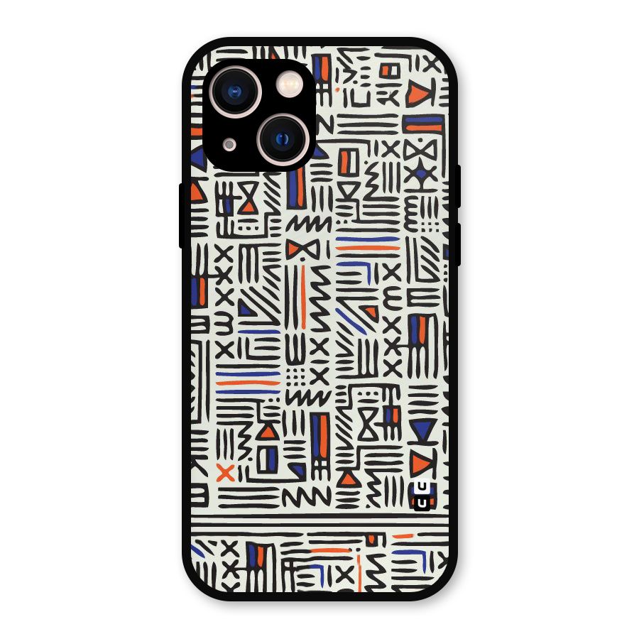 Orange Blue Number Metal Back Case for iPhone 13
