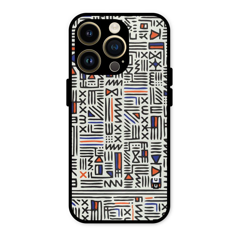 Orange Blue Number Metal Back Case for iPhone 14 Pro