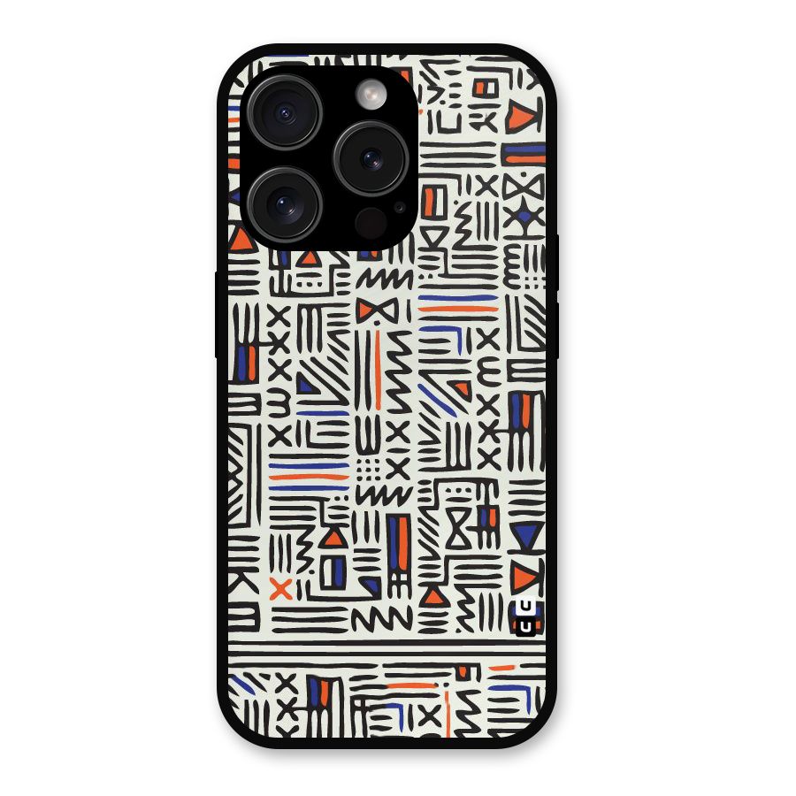 Orange Blue Number Metal Back Case for iPhone 15 Pro