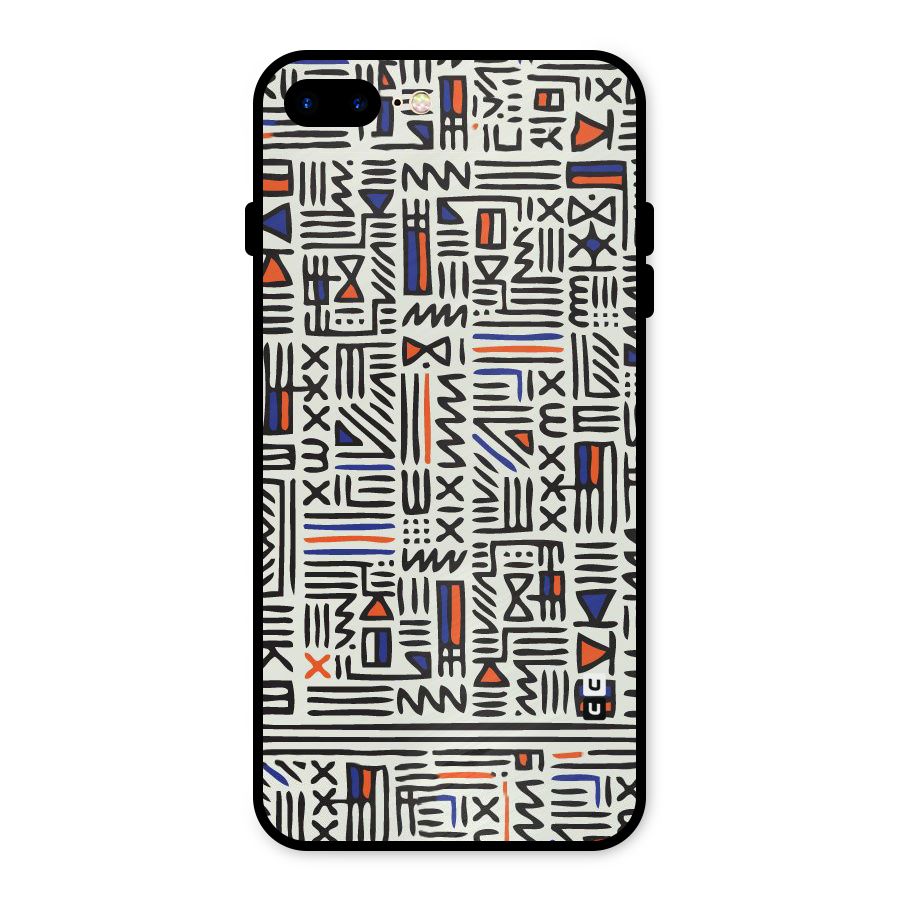 Orange Blue Number Metal Back Case for iPhone 8 Plus