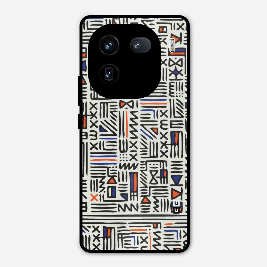 Orange Blue Number Metal Back Case for iQOO 12