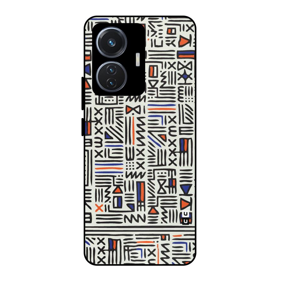 Orange Blue Number Metal Back Case for iQOO Z6 44W