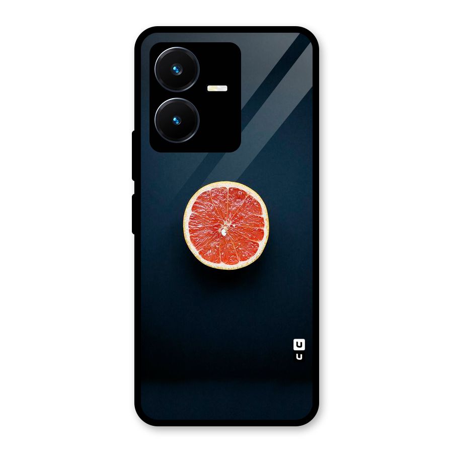 Orange Design Glass Back Case for Vivo Y22s