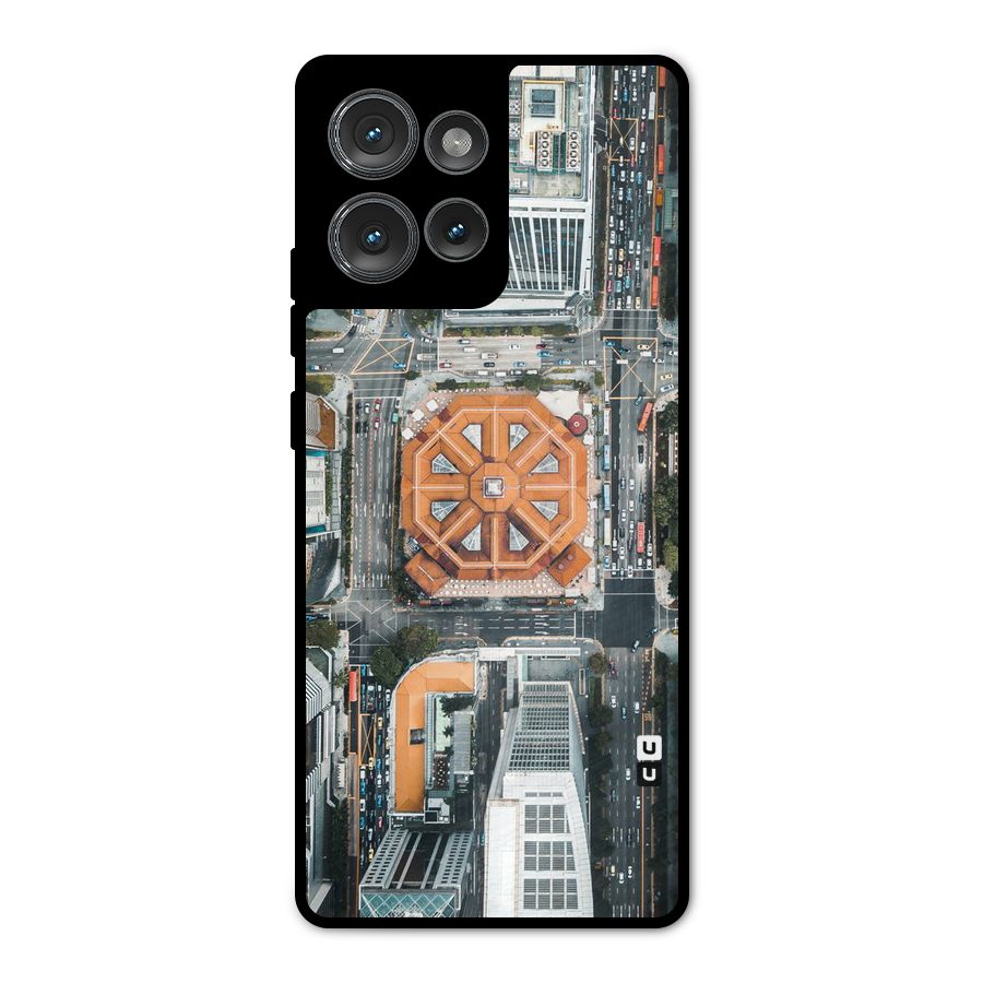 Orange Dome Metal Back Case for Motorola Edge 50