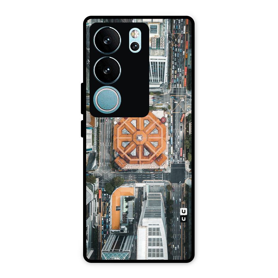 Orange Dome Metal Back Case for Vivo V29 Pro