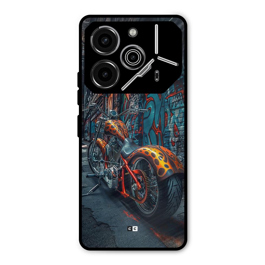 Orange Fatbike Metal Back Case for Tecno Pova 6 Pro