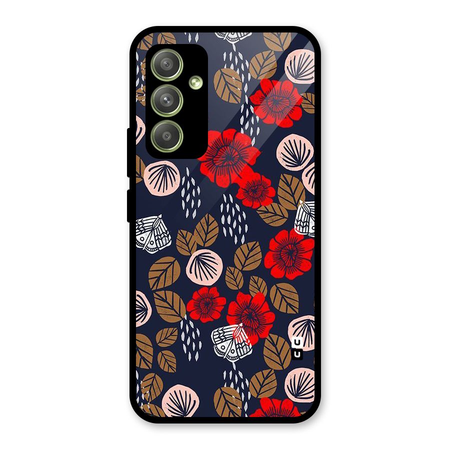 Orange Flora Glass Back Case for Galaxy A54