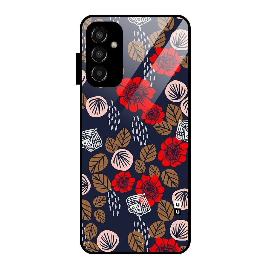 Orange Flora Glass Back Case for Galaxy F13