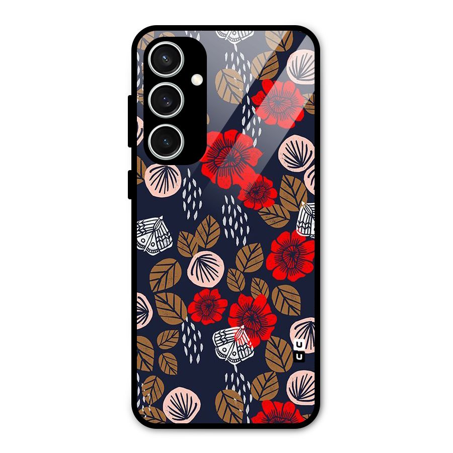 Orange Flora Glass Back Case for Galaxy S23 FE